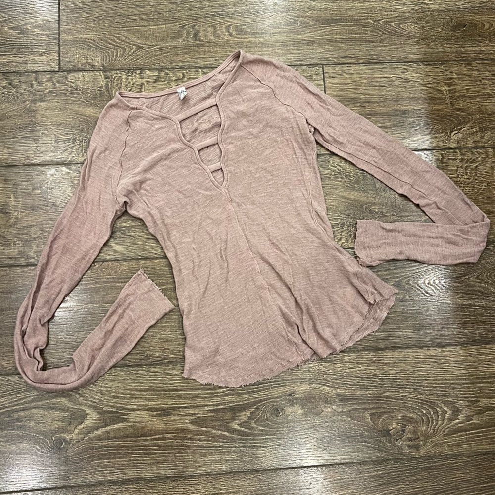 Free People Long-Sleeve Shirt Pink
